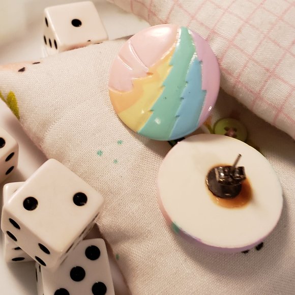 Vintage Retro Rainbow Earrings 80s - Picture 3 of 8